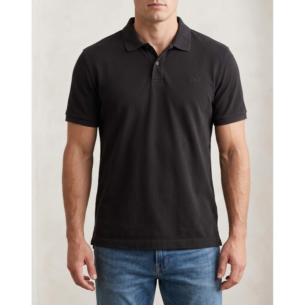 Calvin Klein Polo Shirt Mens XL Black Cotton Short Sleeve Embroidered Logo